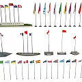 National Flags Miniature Display Models Featuring Various Country Designs And Stand Bases
