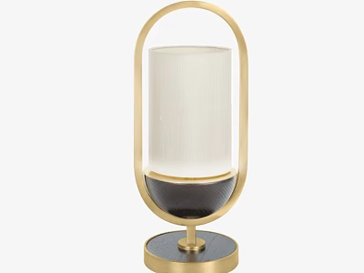 Elegant Modern Table Lamp With Gold Frame White Lampshade And Black Base 3d model