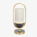 Elegant Modern Table Lamp With Gold Frame White Lampshade And Black Base