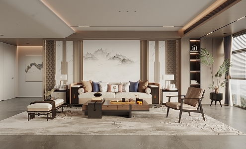 New Chinese Living Room 3d model