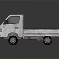 White Small Pickup Truck With Open Cargo Bed Windshield And Wheels 3d model