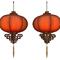 Traditional Orange Chinese Lanterns With Golden Patterns And Decorative Tassels