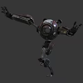 Intelligent Machine With Mechanical Structure Articulated Limbs And Red Silver Complex Exterior Design