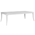 Contemporary Luxury Dining Table With Glass Top Gold Accents And Black Metal Legs