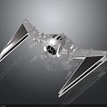 Futuristic Cosmic Starfighter Design With White Body And Triangular Black Wings 3d model