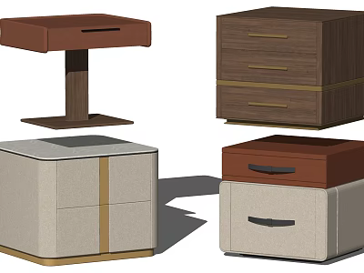 Modern Bedside Tables With Wooden Upholstered Drawers Square Design And Storage Function 3d model