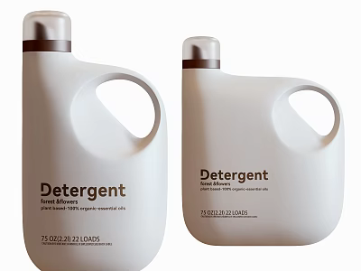 White Laundry Detergent Bottles Featuring Laundry Solution Label And Handle Design 3d model