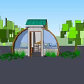 Cozy Dome Shaped Small House Exterior With Green Roof And Surrounding Trees