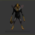 Game Movie Character Yellow Black Insect Creature With Wings Holding Honey Pot On Base