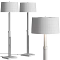 Modern Floor Lamp With Fabric Shade And Metal Pole In Black And Silver Design