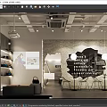 Modern Specialty Store Interior With Brick Wall Display Shelves And Seating Area