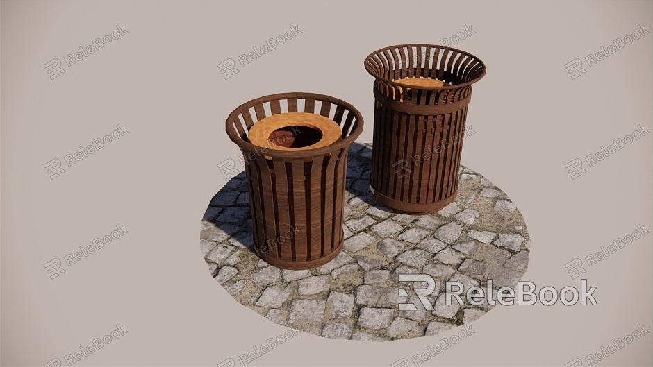 Modern trash can outdoor trash can tourist attraction ecological trash can wooden structure umbrella-shaped bucket garbage sorting container model