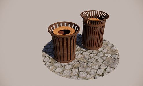 Modern trash can outdoor trash can tourist attraction ecological trash can wooden structure umbrella-shaped bucket garbage sorting container 3d model