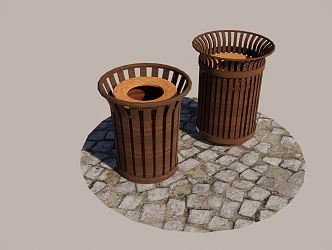 Modern trash can outdoor trash can tourist attraction ecological trash can wooden structure umbrella-shaped bucket garbage sorting container 3d model