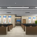 Modern Conference Room Interior With Large Screen Ceiling Lights And Organized Seating 3d model