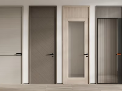 Various Modern Swing Door Styles with Different Colors and Glass Panels 3d model