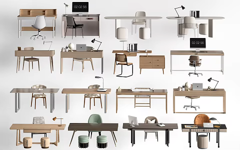 Modern Desk and Chair Office Desk and Chair Computer Desk and Chair 3d model