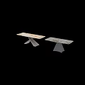 Modern Dining Tables With Marble Tops And Conical Or X Shaped Metal Bases