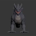 Mythical Gray Scaled Dragon like Creature With Sharp Spikes Muscular Limbs Open Mouth And Claws