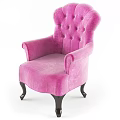 Luxurious Pink Velvet Single Sofa Design With Tufted Back And Dark Wooden Legs