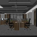 Modern Office Open Workspace With Desks Chairs Computers Green Plants Partitions And Large Windows