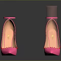 Pink Stiletto High Heels With Ankle Straps Pointed Toes And Decorative Studs