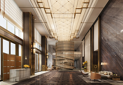 Modern Hall Lobby Separate 3d model