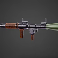 Military Rocket Launcher With Wooden Grip Metal Barrel Green Warhead And Sight