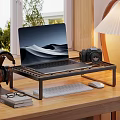 Cozy Study Room Setup With Laptop Camera Headphones And Table Lamp On Wooden Desk