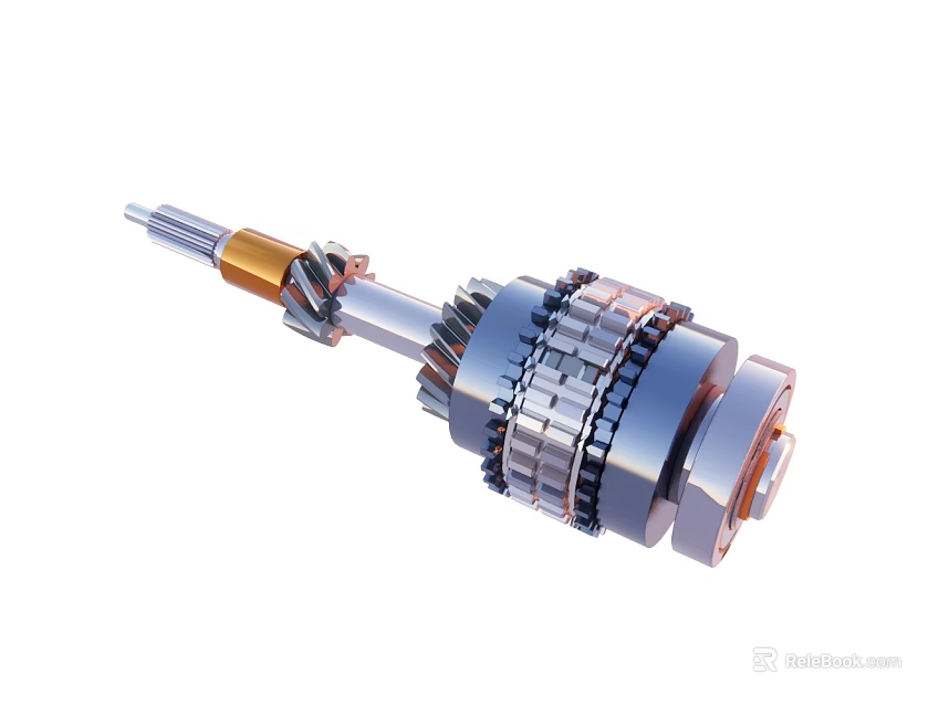 Industrial Equipment High Precision Mechanical Components With Steel Gears And Rotating Shaft 3d model 