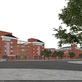 Modern School Building Complex Featuring Sports Field Running Track Lush Greenery And Surrounding Roads