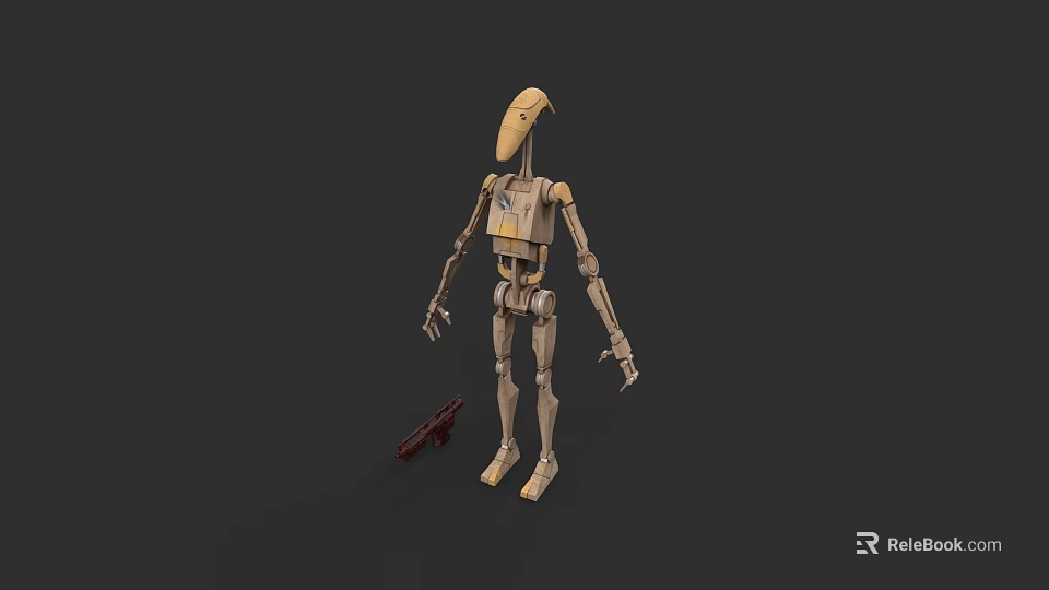 Electric Toy Robot With Tall Slim Body Articulated Limbs And Blaster Accessory 3d model 