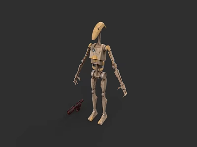 Electric Toy Robot With Tall Slim Body Articulated Limbs And Blaster Accessory 3d model