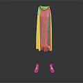 Elegant Sleeveless Fringe Dress With Beaded Neckline And Yellow Shoes