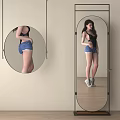 Modern Round Hanging Mirror and Floor Standing Full Length Mirror for Home Interior Design