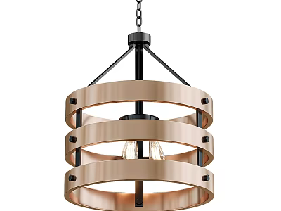 Modern Copper Metal Ring Chandelier With Three Tier Design And Ceiling Light Fixture 3d model