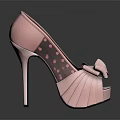 Pink High Heels with Bow Decoration and Polka Dot Peep Toe Design