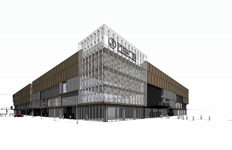 Modern shopping mall large commercial building 3d model