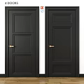 Black Interior Hinged Doors With Golden Handles And Modern Design