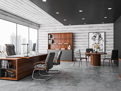 Modern Office Manager Office Chairman's Office Big Desk President's Office Sofa Combination Decorative Cabinet 3d model