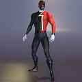 Black And Red Superhero Style 3D Character Wearing Bodysuit Helmet White Gloves And Boots
