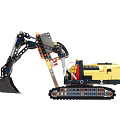 Functional Construction Vehicle Built With Lego Blocks Featuring Tracks And Shovel 3d model