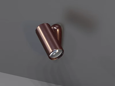 Modern Copper Wall Lamp with Sleek Design and Illuminated Light Projection 3d model