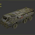 Six Wheeled Armored Military Vehicle Featuring Heavy Duty Armor Reinforced Body and Tactical Gear