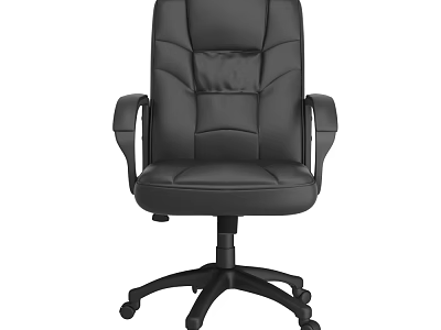 Comfortable Black Leather Office Chair with Ergonomic Backrest Armrests and Swivel Casters 3d model