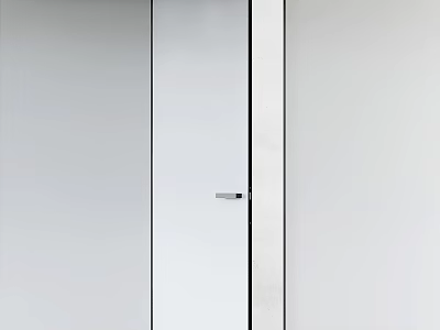 Modern Minimalist White Glass Hinged Door With Sleek Metal Handle Design 3d model