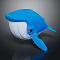 Blue And White Plush Whale Stuffed Toy With Black Eye And Fins