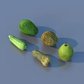 Fresh Green Vegetables Collection Including Zucchini Squash and Avocado on Gray Surface