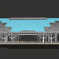 Modern Pergola With Geometric Metal Frame And Multi Layered Open Roof