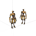 Two Yellow And Black Mechanical Robots In Standing Pose With Detailed Design